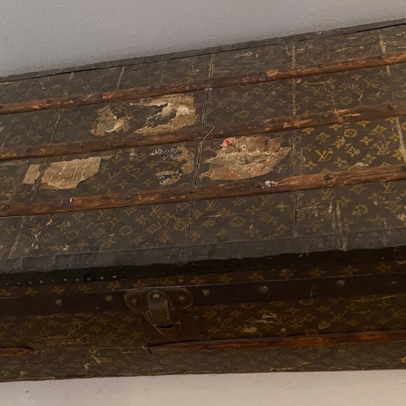 Louis Vuitton Antique Monogram Cotton Canvas Steamer Trunk from 1900-1910 - Picture 3 of 14